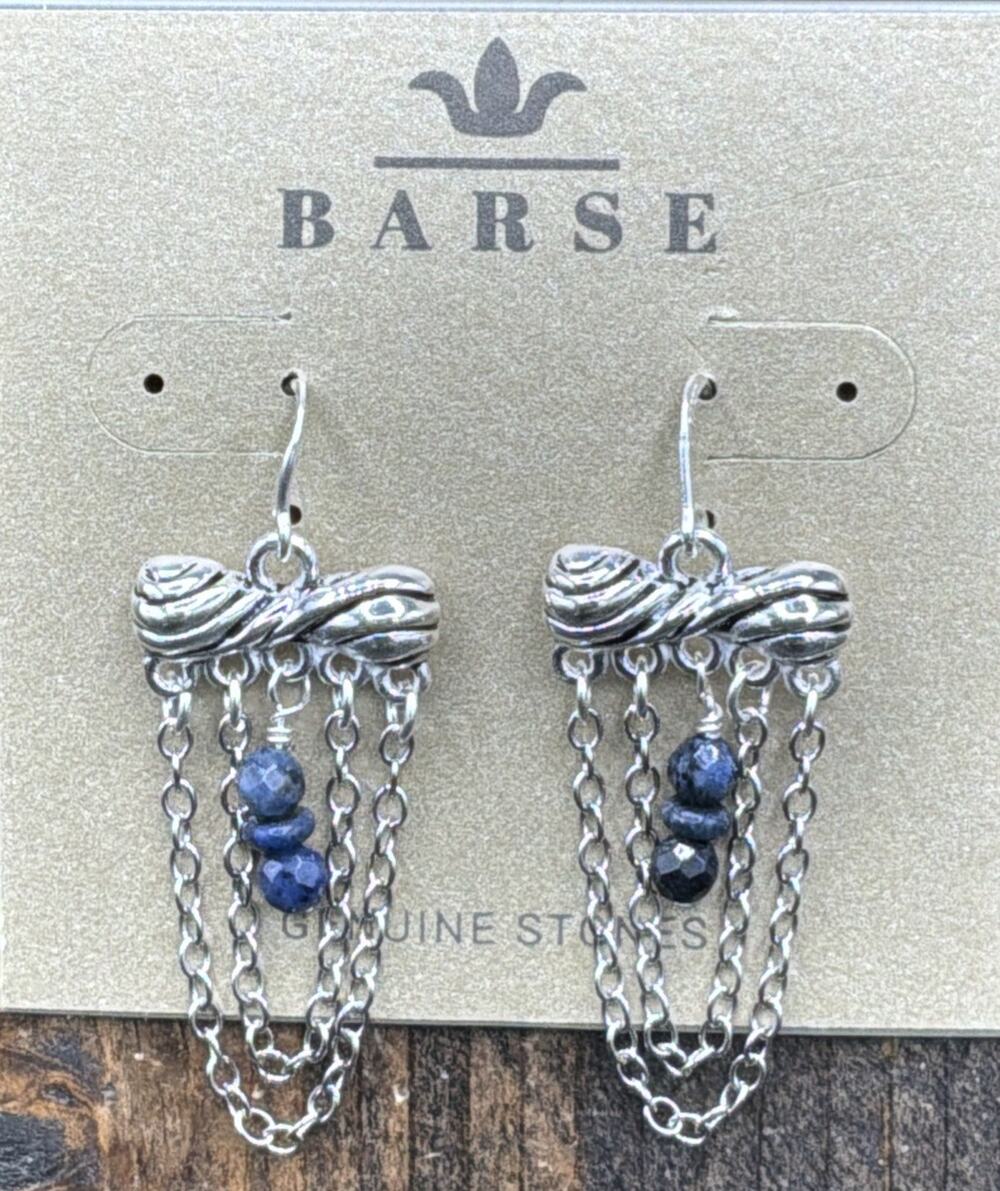 Barse Wrapsody Chain Earrings- Dumortierite -Silver- NWT